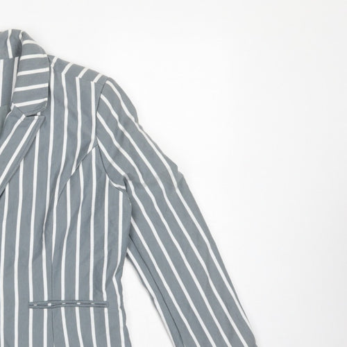 Paraphrase Women’s Grey White Striped UK 18 Single-Breasted Blazer