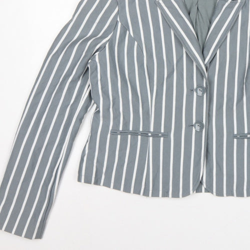 Paraphrase Women’s Grey White Striped UK 18 Single-Breasted Blazer
