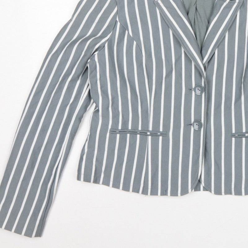 Paraphrase Women’s Grey White Striped UK 18 Single-Breasted Blazer