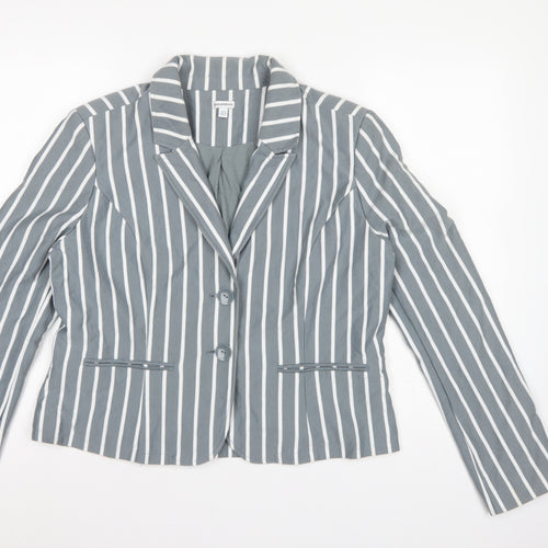 Paraphrase Women’s Grey White Striped UK 18 Single-Breasted Blazer