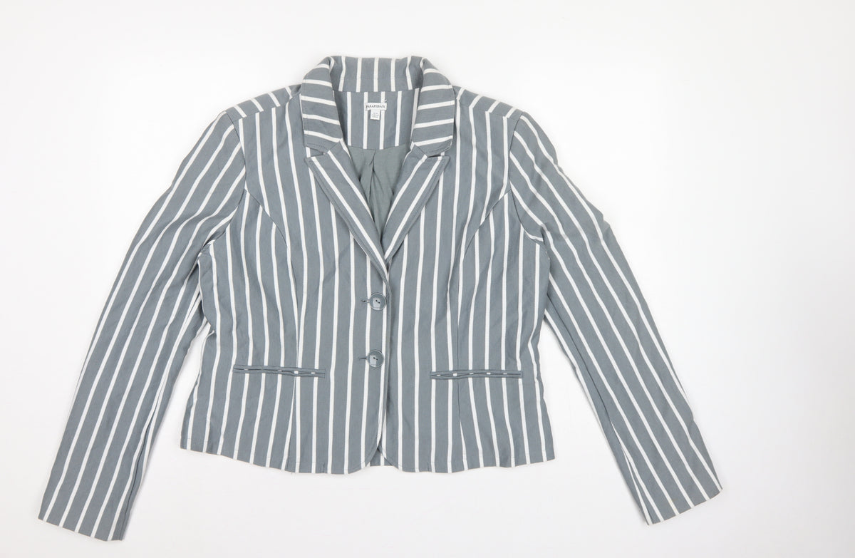 Paraphrase Women’s Grey White Striped UK 18 Single-Breasted Blazer