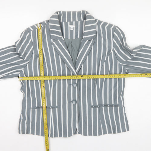 Paraphrase Women’s Grey White Striped UK 18 Single-Breasted Blazer