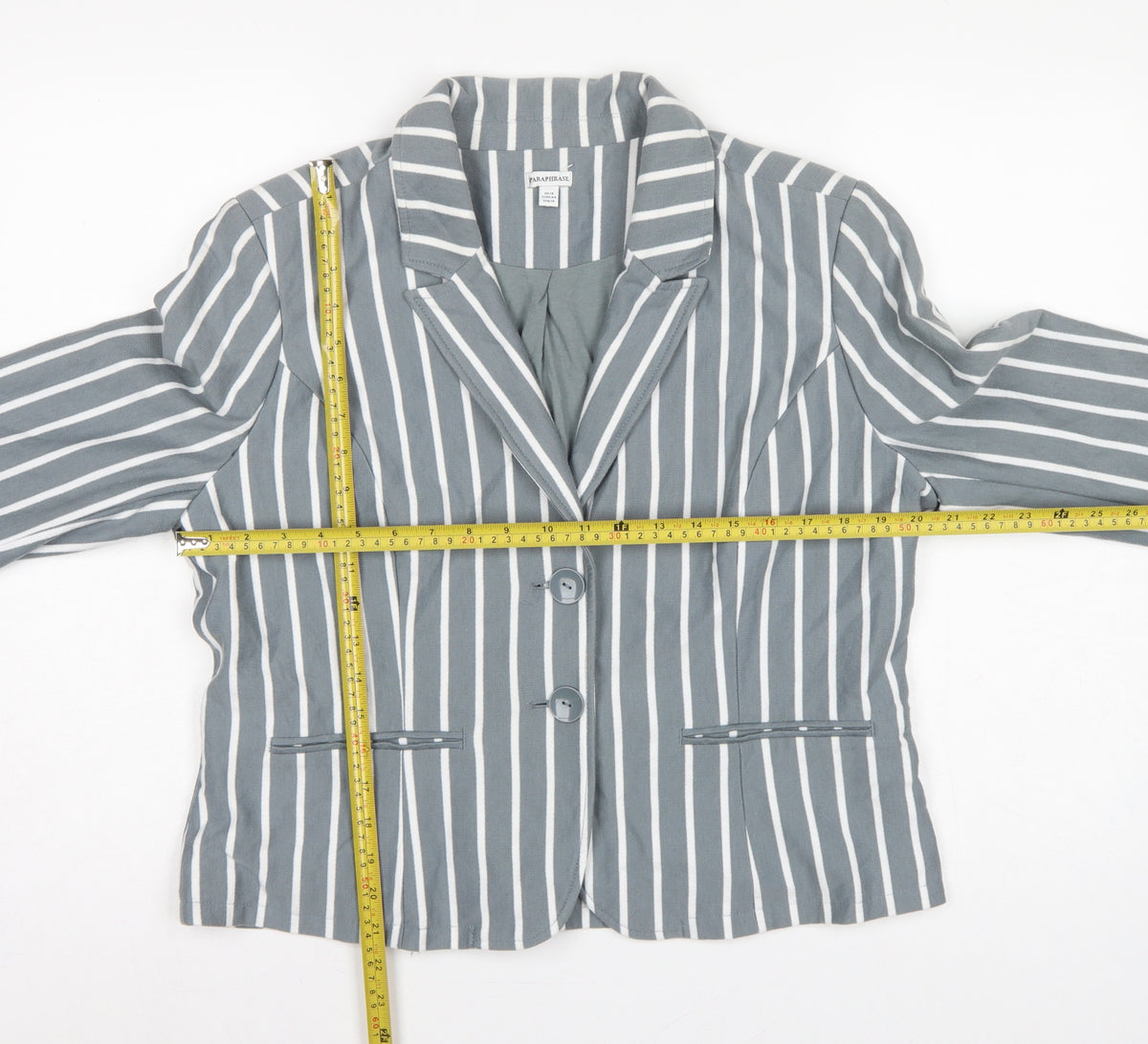 Paraphrase Women’s Grey White Striped UK 18 Single-Breasted Blazer