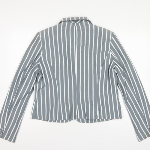 Paraphrase Women’s Grey White Striped UK 18 Single-Breasted Blazer