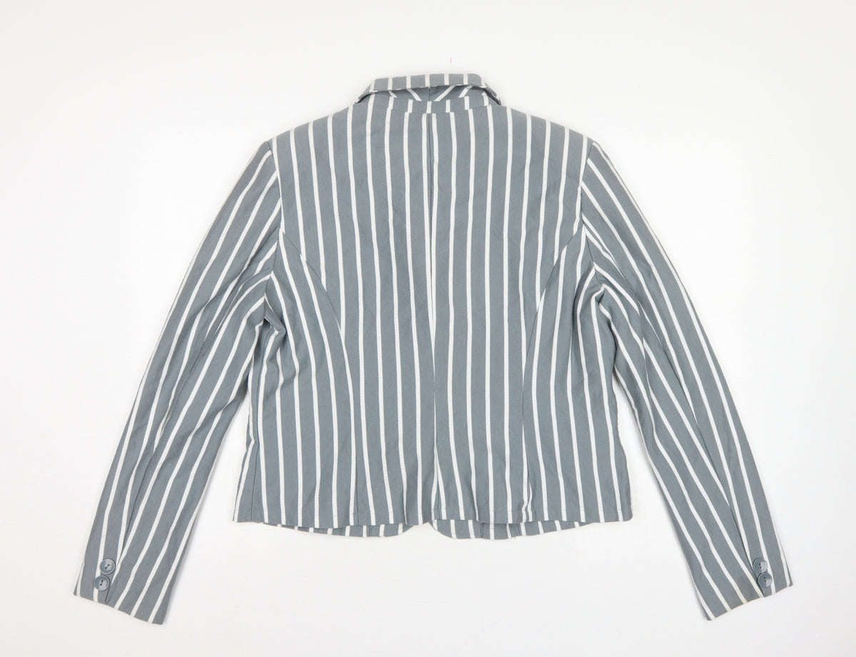 Paraphrase Women’s Grey White Striped UK 18 Single-Breasted Blazer