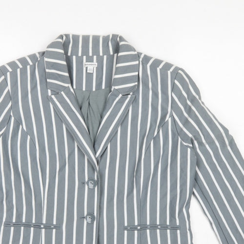 Paraphrase Women’s Grey White Striped UK 18 Single-Breasted Blazer