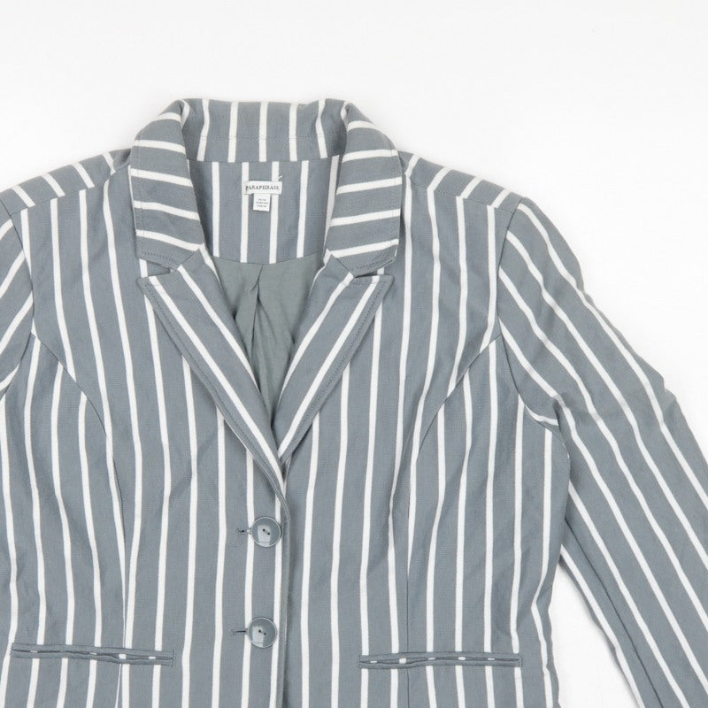 Paraphrase Women’s Grey White Striped UK 18 Single-Breasted Blazer