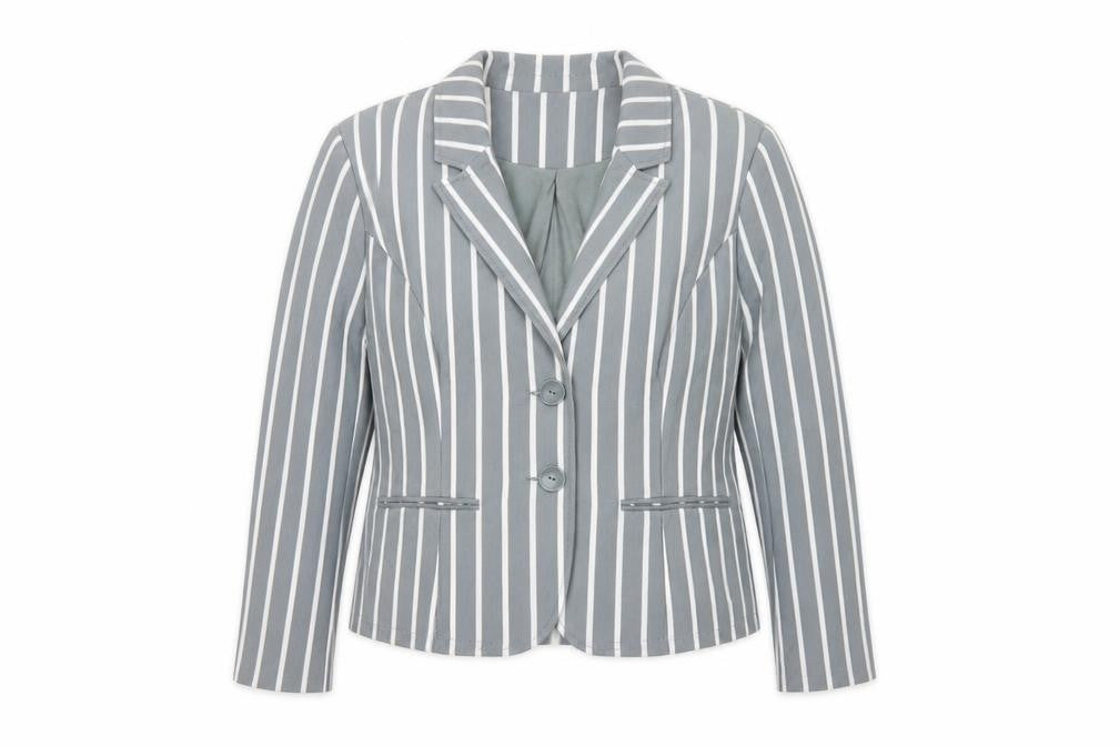 Paraphrase Women’s Grey White Striped UK 18 Single-Breasted Blazer