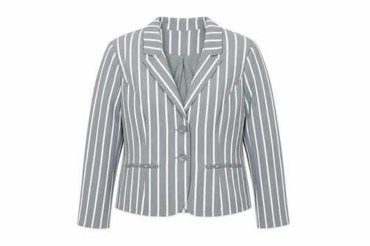 Paraphrase Women’s Grey White Striped UK 18 Single-Breasted Blazer
