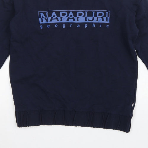 Napapijri Men’s Blue S Crew Neck Logo Graphic Pullover Sweatshirt