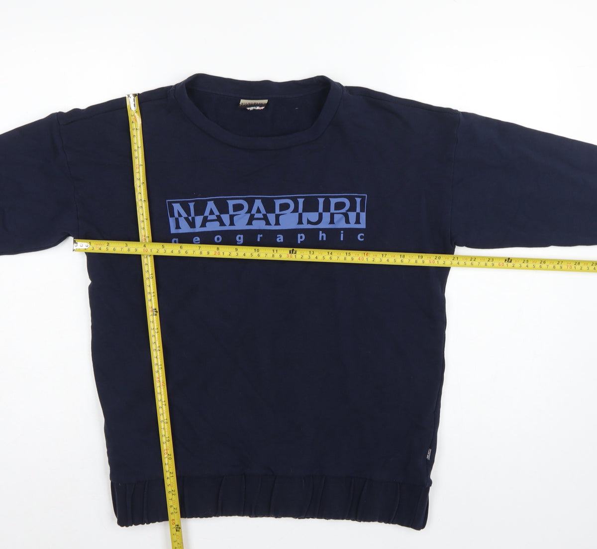 Napapijri Men’s Blue S Crew Neck Logo Graphic Pullover Sweatshirt