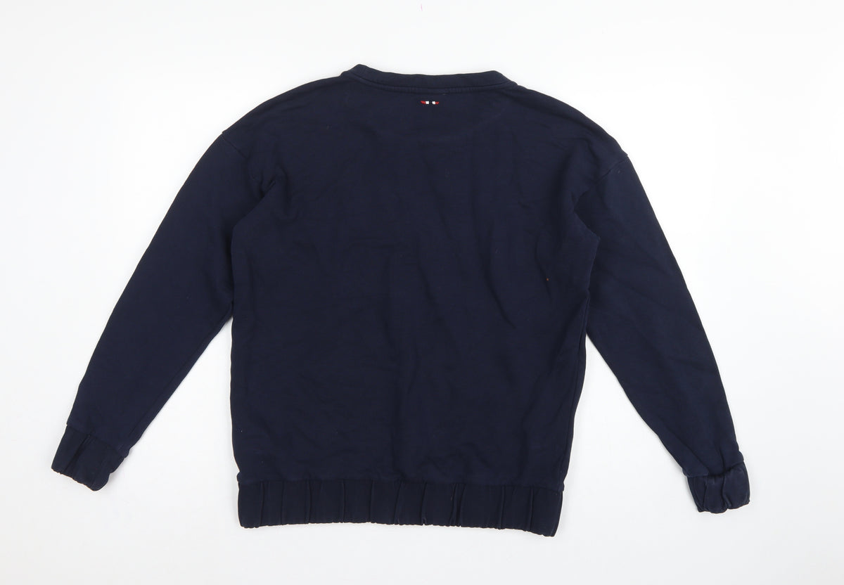 Napapijri Men’s Blue S Crew Neck Logo Graphic Pullover Sweatshirt