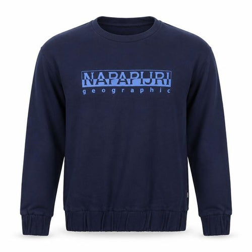 Napapijri Men’s Blue S Crew Neck Logo Graphic Pullover Sweatshirt