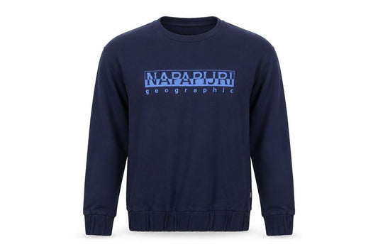 Napapijri Men’s Blue S Crew Neck Logo Graphic Pullover Sweatshirt