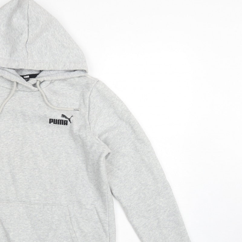 Additional view of Puma Women’s Grey Logo Pullover Hoodie M Hooded Pocket