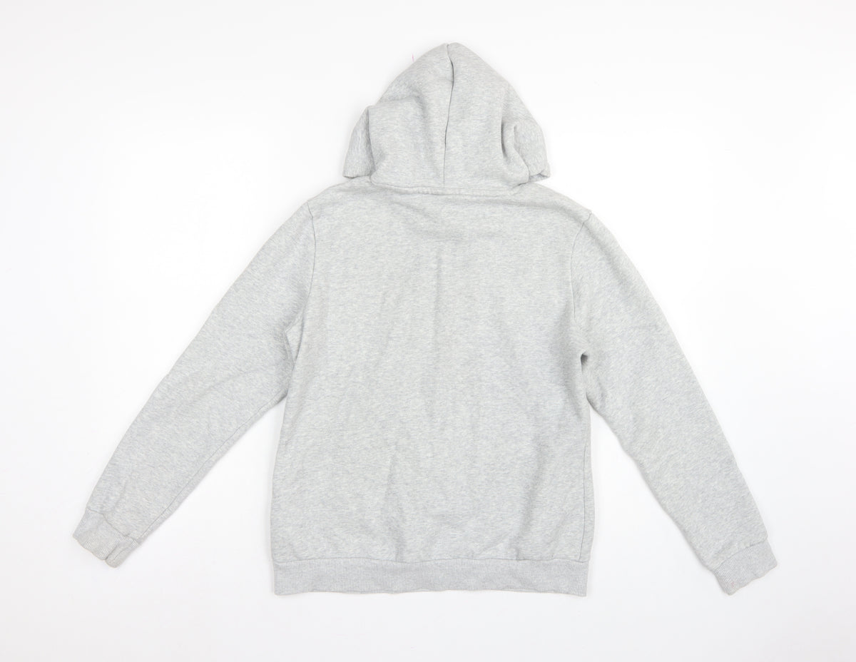 Brand and care label for Puma Women’s Grey Logo Pullover Hoodie M Hooded Pocket