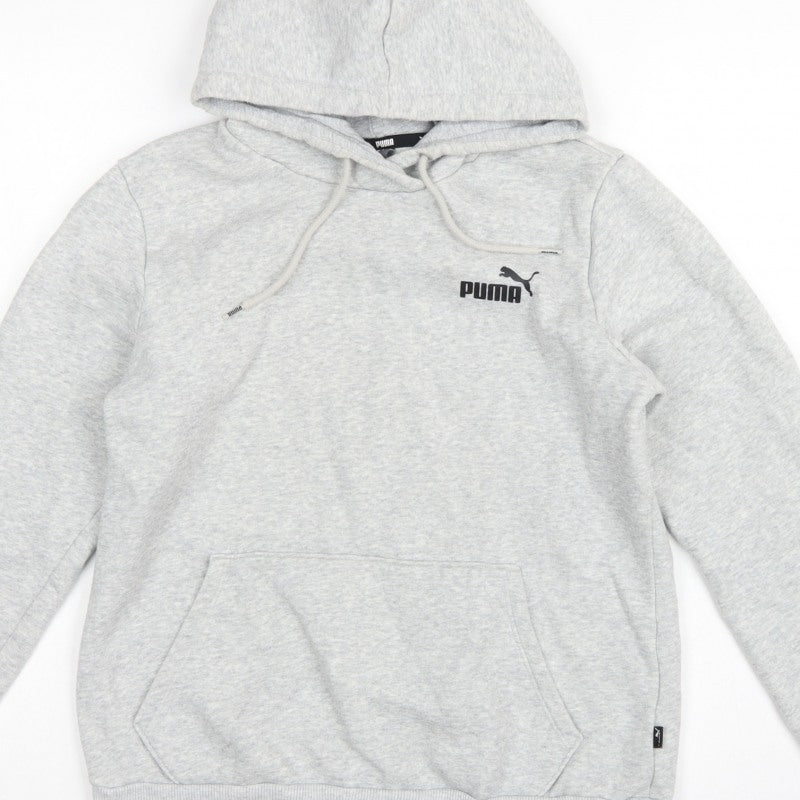 Additional view of Puma Women’s Grey Logo Pullover Hoodie M Hooded Pocket