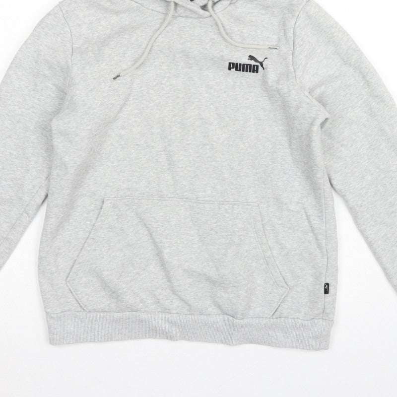 Additional view of Puma Women’s Grey Logo Pullover Hoodie M Hooded Pocket
