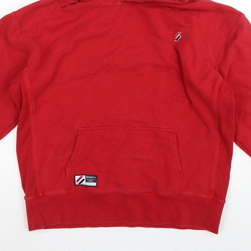 Superdry Unisex Adults Red L Pullover Fleece Logo Hoodie