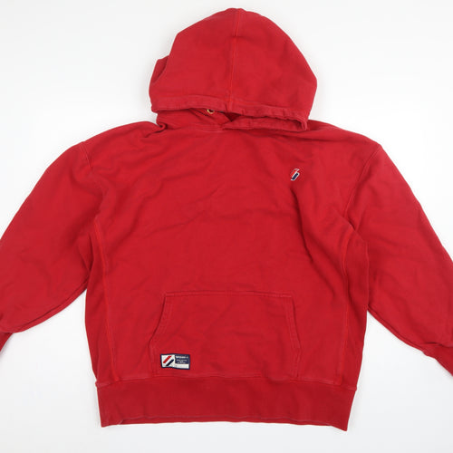 Superdry Unisex Adults Red L Pullover Fleece Logo Hoodie