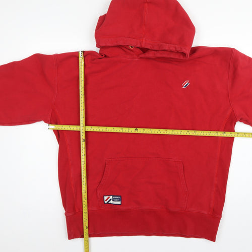 Superdry Unisex Adults Red L Pullover Fleece Logo Hoodie