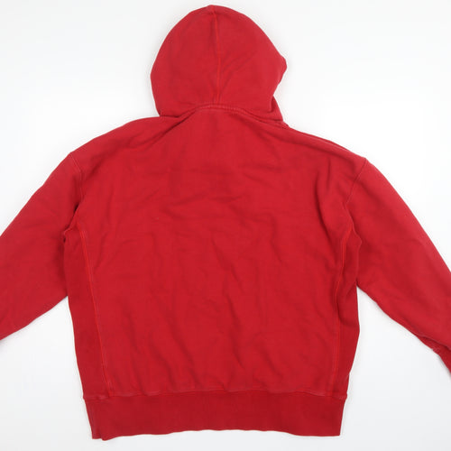 Superdry Unisex Adults Red L Pullover Fleece Logo Hoodie