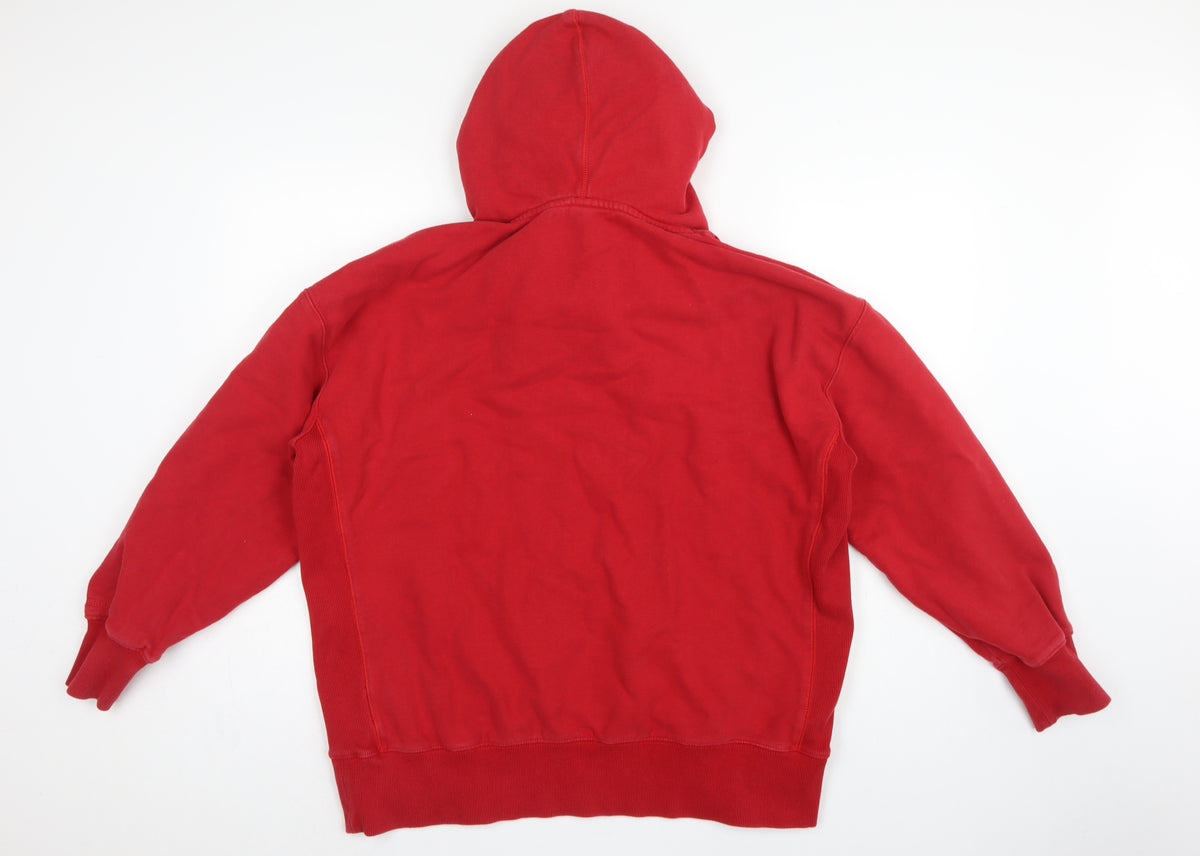 Superdry Unisex Adults Red L Pullover Fleece Logo Hoodie