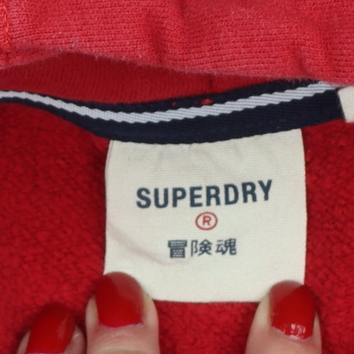 Superdry Unisex Adults Red L Pullover Fleece Logo Hoodie