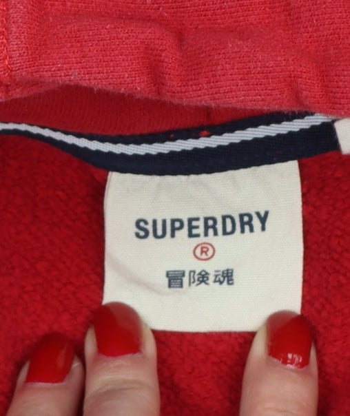 Superdry Unisex Adults Red L Pullover Fleece Logo Hoodie