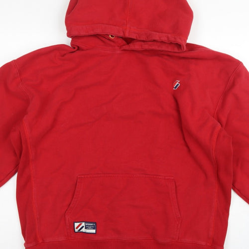 Superdry Unisex Adults Red L Pullover Fleece Logo Hoodie