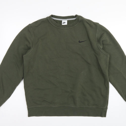 Nike Men’s Green L Crew Neck Logo Fleece Pullover Sweatshirt