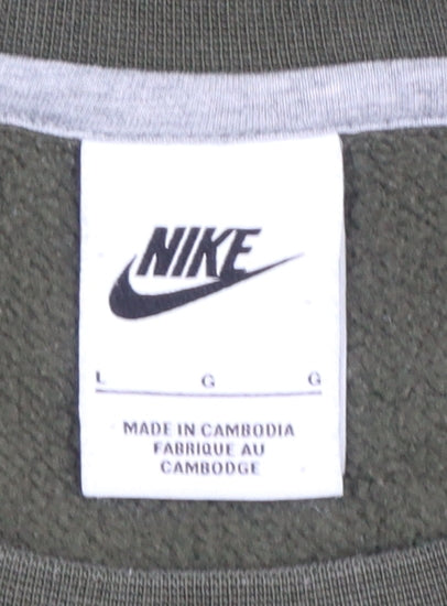 Nike Men’s Green L Crew Neck Logo Fleece Pullover Sweatshirt