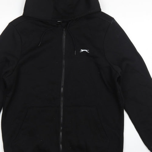 Slazenger Men’s Black L Full Zip Logo Hoodie Sports Cotton Blend