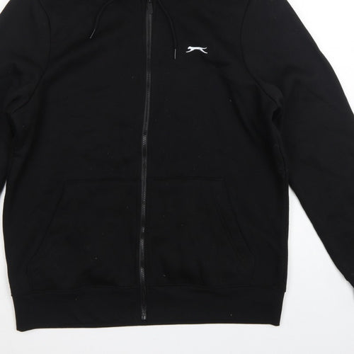 Slazenger Men’s Black L Full Zip Logo Hoodie Sports Cotton Blend
