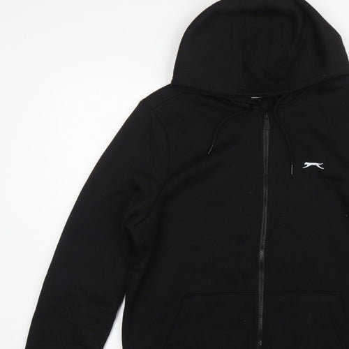 Slazenger Men’s Black L Full Zip Logo Hoodie Sports Cotton Blend