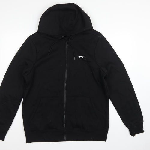 Slazenger Men’s Black L Full Zip Logo Hoodie Sports Cotton Blend