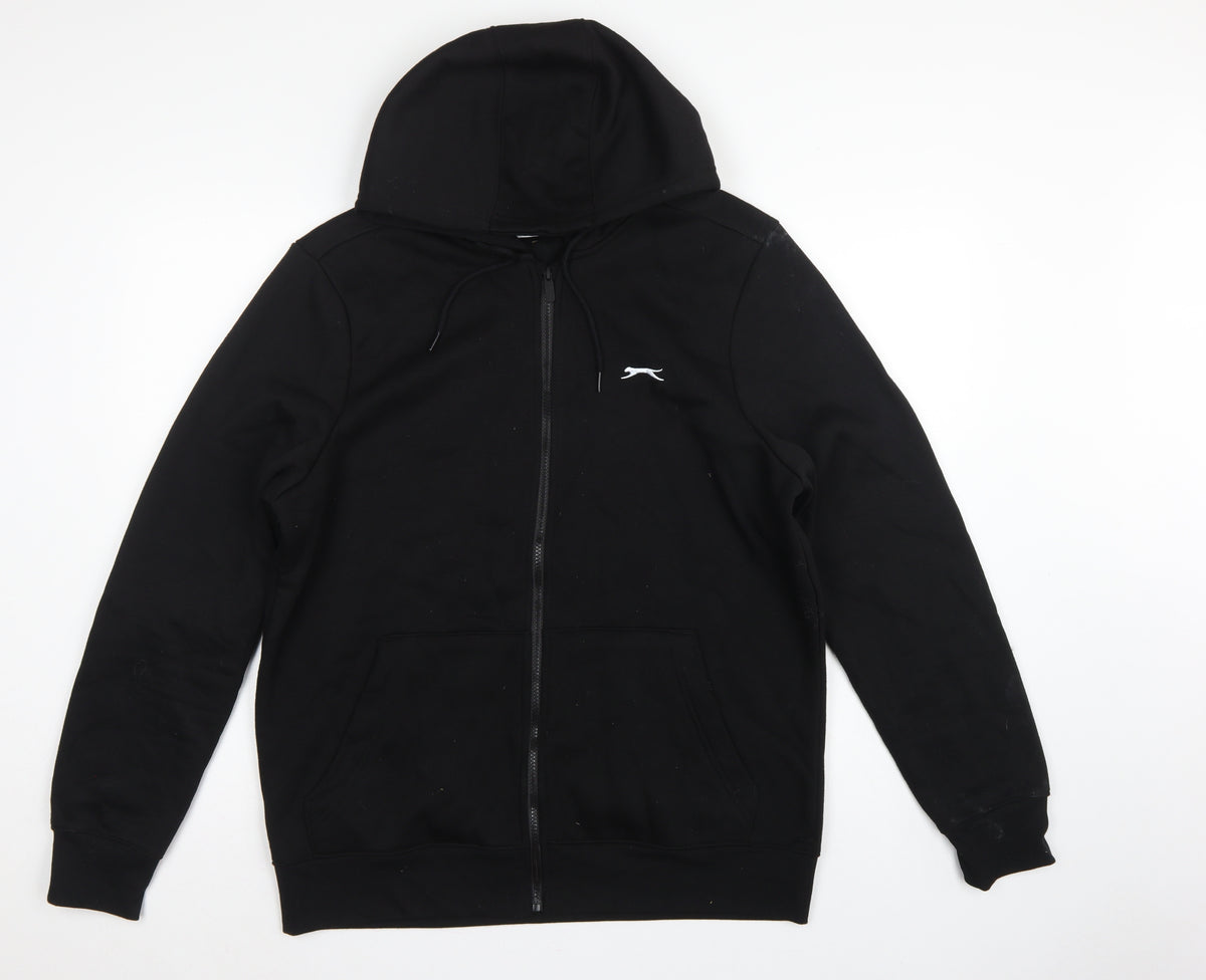 Slazenger Men’s Black L Full Zip Logo Hoodie Sports Cotton Blend