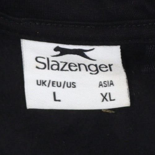 Slazenger Men’s Black L Full Zip Logo Hoodie Sports Cotton Blend