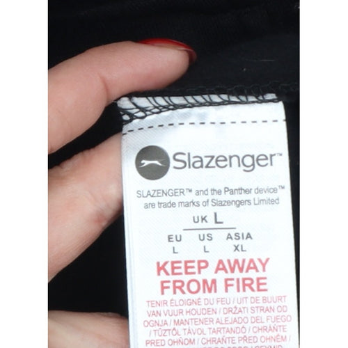 Slazenger Men’s Black L Full Zip Logo Hoodie Sports Cotton Blend