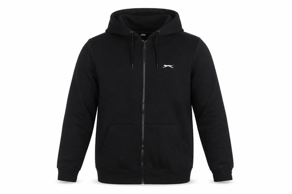 Slazenger Men’s Black L Full Zip Logo Hoodie Sports Cotton Blend
