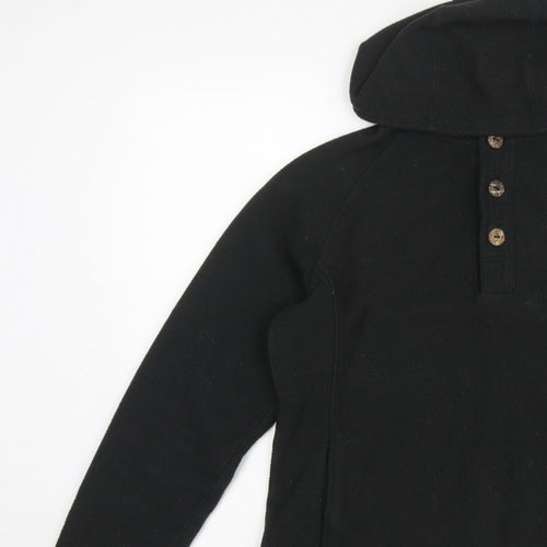 Berghaus Women Black UK 16 Hooded Fleece Button Henley Sweatshirt