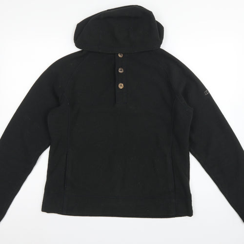 Berghaus Women Black UK 16 Hooded Fleece Button Henley Sweatshirt