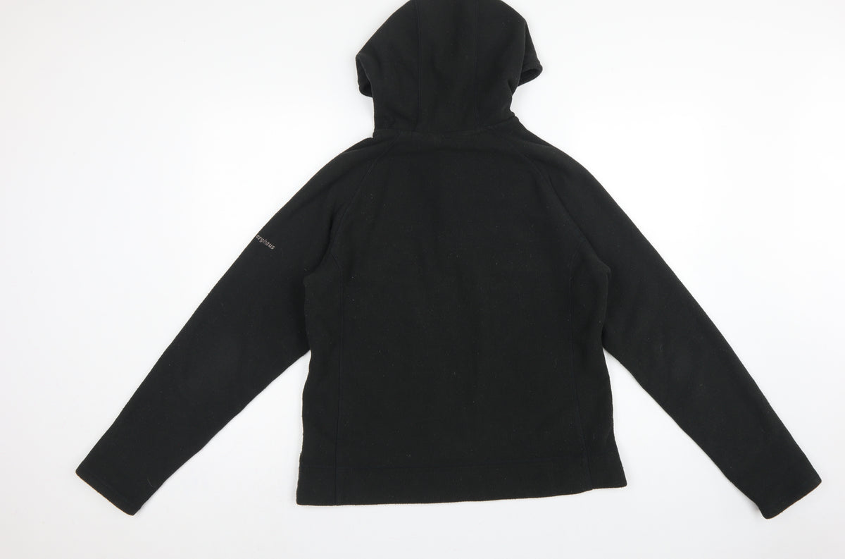 Berghaus Women Black UK 16 Hooded Fleece Button Henley Sweatshirt