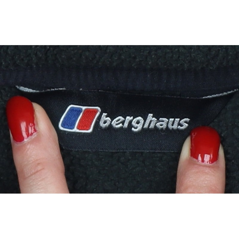 Berghaus Women Black UK 16 Hooded Fleece Button Henley Sweatshirt