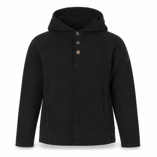 Berghaus Women Black UK 16 Hooded Fleece Button Henley Sweatshirt