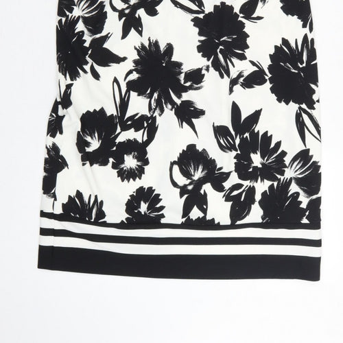 Gerry Weber Women Black White Floral UK 12 Knee Length Sheath Dress