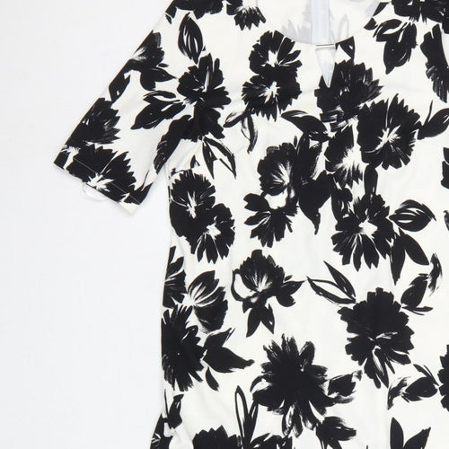 Gerry Weber Women Black White Floral UK 12 Knee Length Sheath Dress
