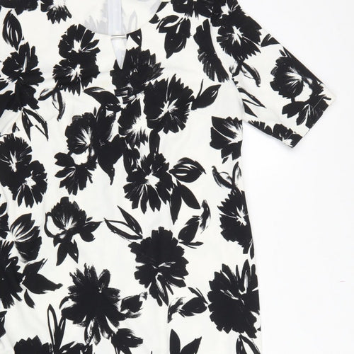 Gerry Weber Women Black White Floral UK 12 Knee Length Sheath Dress