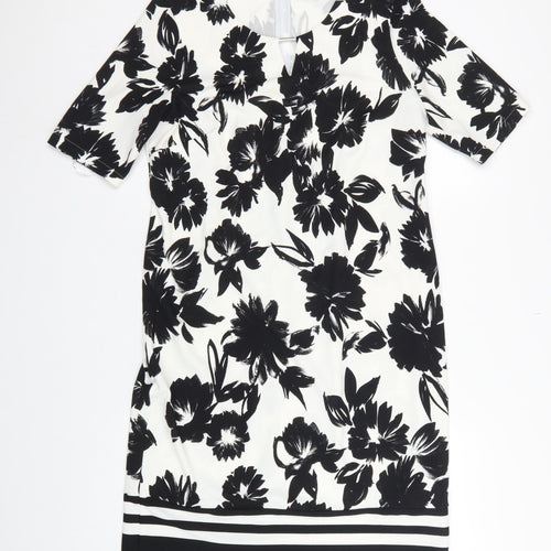 Gerry Weber Women Black White Floral UK 12 Knee Length Sheath Dress