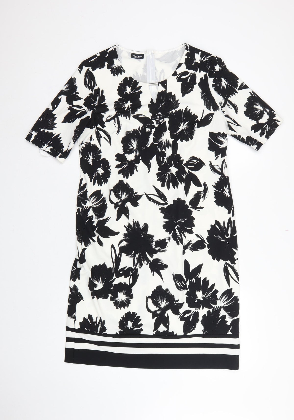 Gerry Weber Women Black White Floral UK 12 Knee Length Sheath Dress